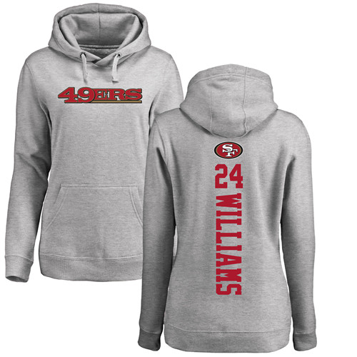 San Francisco 49ers Ash Women K Waun Williams Backer #24 Pullover NFL Hoodie Sweatshirts